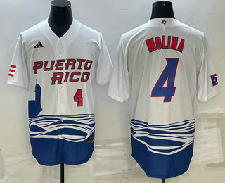 Mens Puerto Rico Baseball #4 Carlos Correa Number 2023 White World Baseball Classic Stitched Jerseys